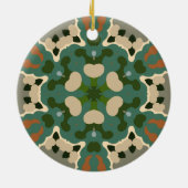 Retro Mandala Groen Bruin en Sinaasappel Keramisch Ornament (Achterkant)