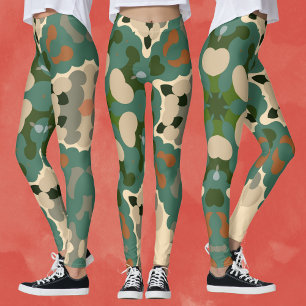 Retro Mandala Groen Bruin en Sinaasappel Leggings