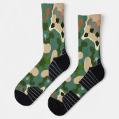 Retro Mandala Groen Bruin en Sinaasappel Sokken (Links)