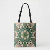 Retro Mandala Groen Bruin en Sinaasappel Tote Bag (Voorkant)