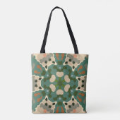 Retro Mandala Groen Bruin en Sinaasappel Tote Bag (Achterkant)