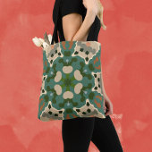 Retro Mandala Groen Bruin en Sinaasappel Tote Bag
