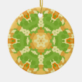 Retro Mandala Groen en Sinaasappel Keramisch Ornament (Voorkant)