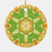 Retro Mandala Groen en Sinaasappel Keramisch Ornament (Achterkant)