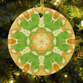 Retro Mandala Groen en Sinaasappel Keramisch Ornament