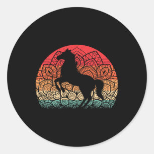 Retro Mandala Horse Lover Horseback Riding Western Ronde Sticker