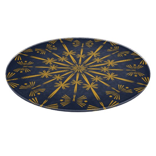 Retro Mandala Midnight Glass Cutting Board Snijplank (Hoek)