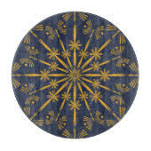 Retro Mandala Midnight Glass Cutting Board Snijplank (Voorkant)