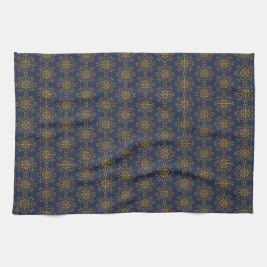 Retro Mandala Midnight Kitchen Towel Theedoek (Horizontaal)