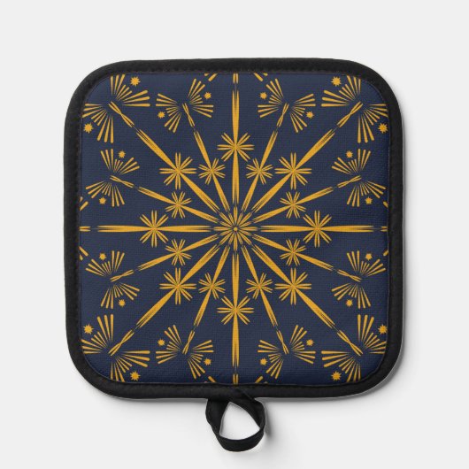 Retro Mandala Midnight Pot Holder Pannenlap (Voorkant)
