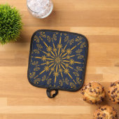 Retro Mandala Midnight Pot Holder Pannenlap (Top down)