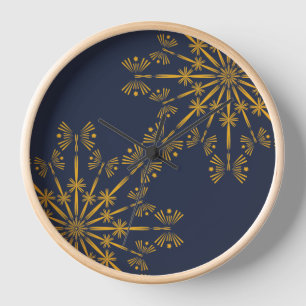 Retro Mandala Midnight Wood Framed Clock