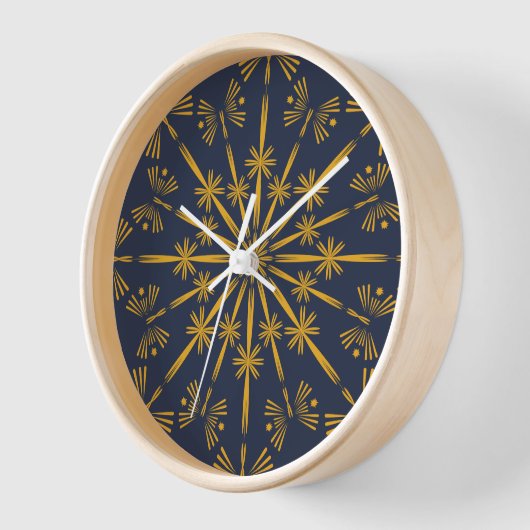 Retro Mandala Midnight Wood Framed Clock (Hoek)