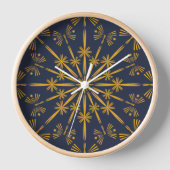 Retro Mandala Midnight Wood Framed Clock (Voorkant)