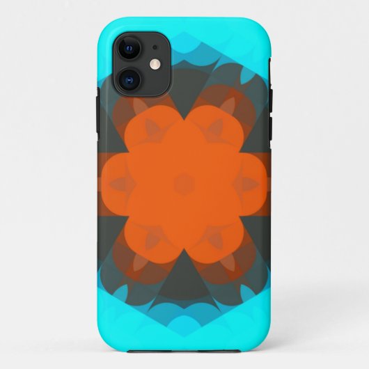 Retro Mandala Oranje en blauw Case-Mate iPhone Case (Achterkant)