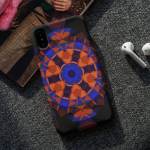 Retro Mandala Oranje en blauw Case-Mate iPhone Case