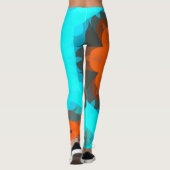 Retro Mandala Oranje en blauw Leggings (Achterkant)