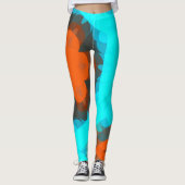 Retro Mandala Oranje en blauw Leggings (Voorkant)