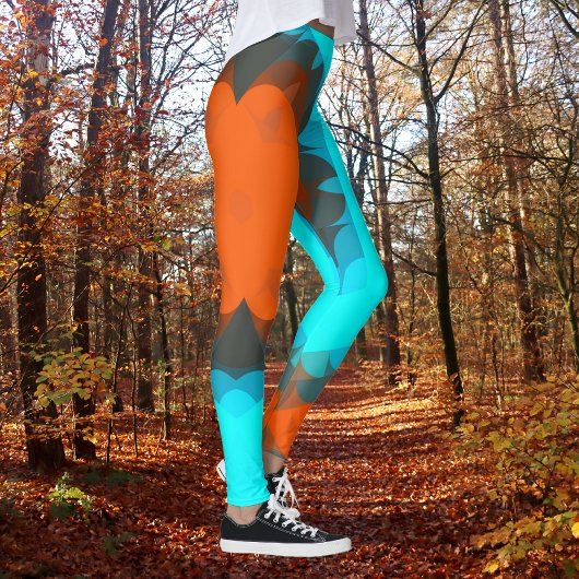 Retro Mandala Oranje en blauw Leggings