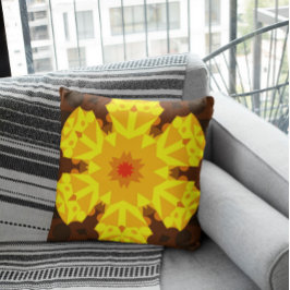 Retro Mandala Oranje en geel Kussen