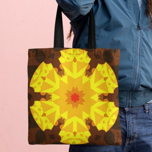 Retro Mandala Oranje en geel Tote Bag
