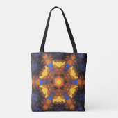 Retro Mandala Oranje Geel en Blauw Tote Bag (Achterkant)