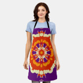 Retro Mandala Paarse rood en Sinaasappel Schort (Gedragen)