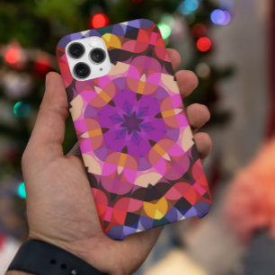 Retro Mandala Paarse roze en geel Case-Mate iPhone Case