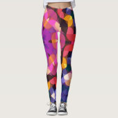 Retro Mandala Paarse roze en geel Leggings (Voorkant)