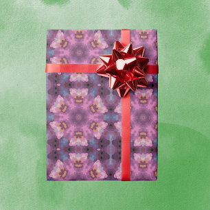Retro Mandala Paarse Roze en Sinaasappel Cadeaupapier