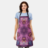 Retro Mandala Paarse Roze en Sinaasappel Schort (Gedragen)