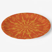 Retro Mandala Papaya 9-inch papieren Borden Papieren Bordje (Gekanteld)