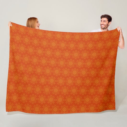 Retro Mandala Papaya Fleece Blanket (3 maten) Deken (In situ)
