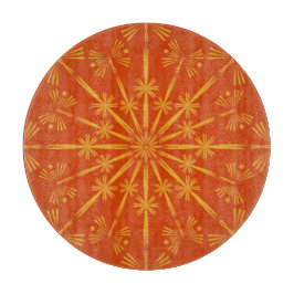 Retro Mandala Papaya Glass Cutting Board Snijplank
