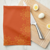 Retro Mandala Papaya Kitchen Towel Theedoek (Quarter Fold)