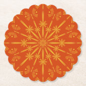 Retro Mandala Papaya Paper Onderzetters (Voorkant)