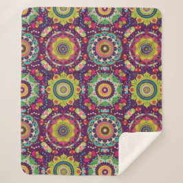 Retro Mandala Patroon Sherpa Deken
