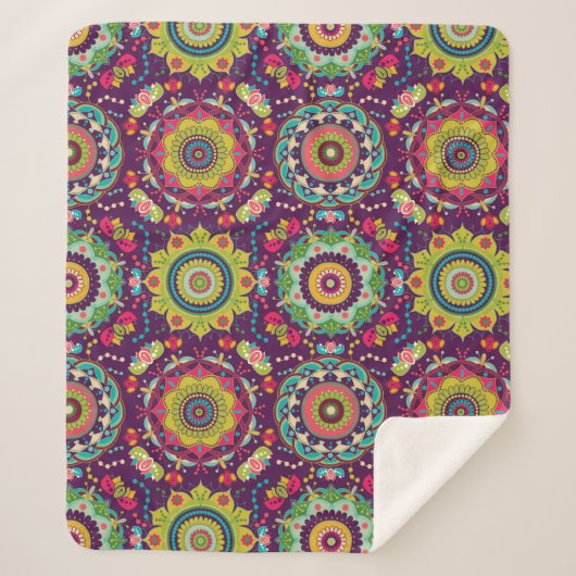 Retro Mandala Patroon Sherpa Deken (Voorkant)