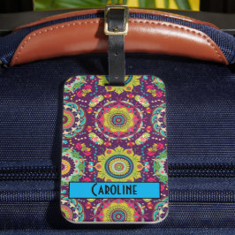Retro Mandala Pattern Bagagelabel