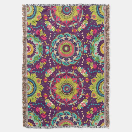 Retro Mandala Pattern Deken (Voorkant Verticaal)