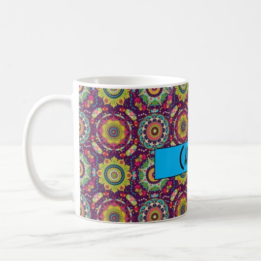 Retro Mandala Pattern Gepersonaliseerd Koffiemok (Links)