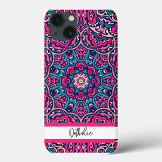 Retro Mandala Pattern met naam Luxury Case-Mate iPhone Case