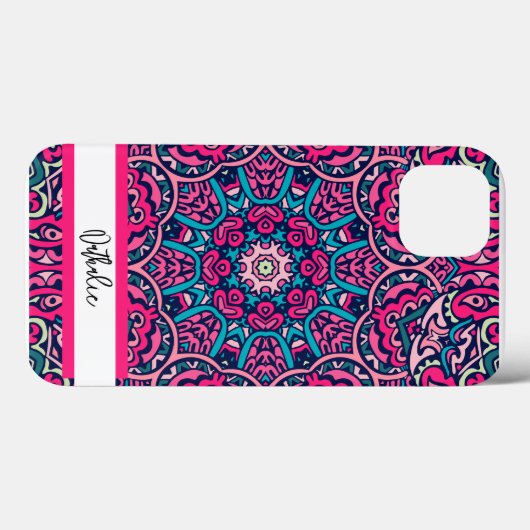 Retro Mandala Pattern met naam Luxury Case-Mate iPhone Case (Achterkant (horizontaal))