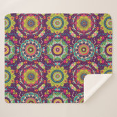 Retro Mandala Pattern Sherpa Deken (Voorkant (horizontaal))