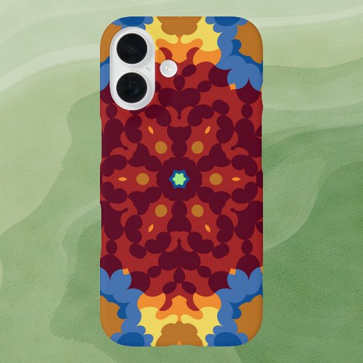 Retro Mandala Rood Blauw en Geel Case-Mate iPhone Case