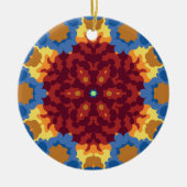 Retro Mandala Rood Blauw en Geel Keramisch Ornament (Voorkant)