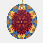 Retro Mandala Rood Blauw en Geel Keramisch Ornament (Links)