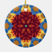 Retro Mandala Rood Blauw en Geel Keramisch Ornament (Achterkant)