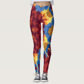 Retro Mandala Rood Blauw en Geel Leggings (Voorkant)
