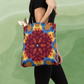 Retro Mandala Rood Blauw en Geel Tote Bag